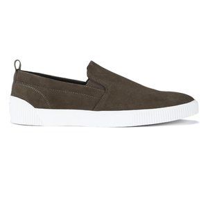 HUGO Hugo Boss Non-Slip Green Suede Slipons Men's Shoes